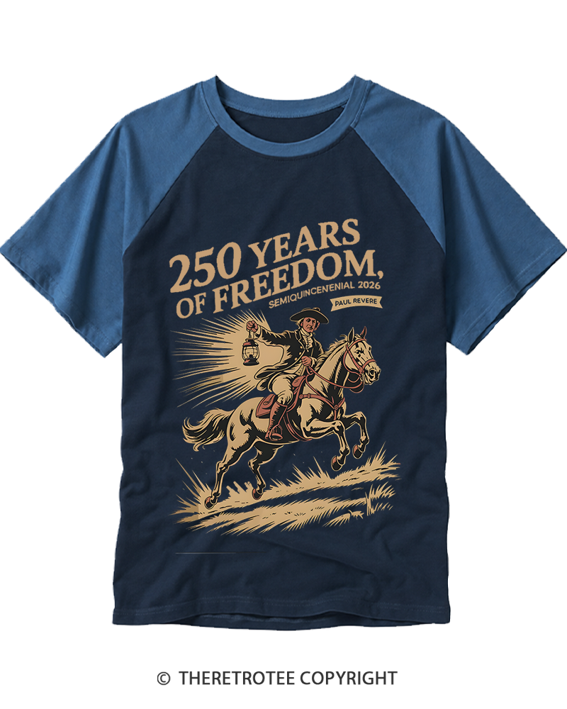 TheRetroTee Paul Revere Midnight Ride Design 1775 Raglan Baseball T-Shirt