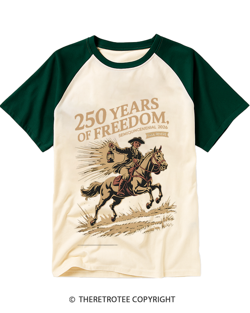 TheRetroTee Paul Revere Midnight Ride Design 1775 Raglan Baseball T-Shirt