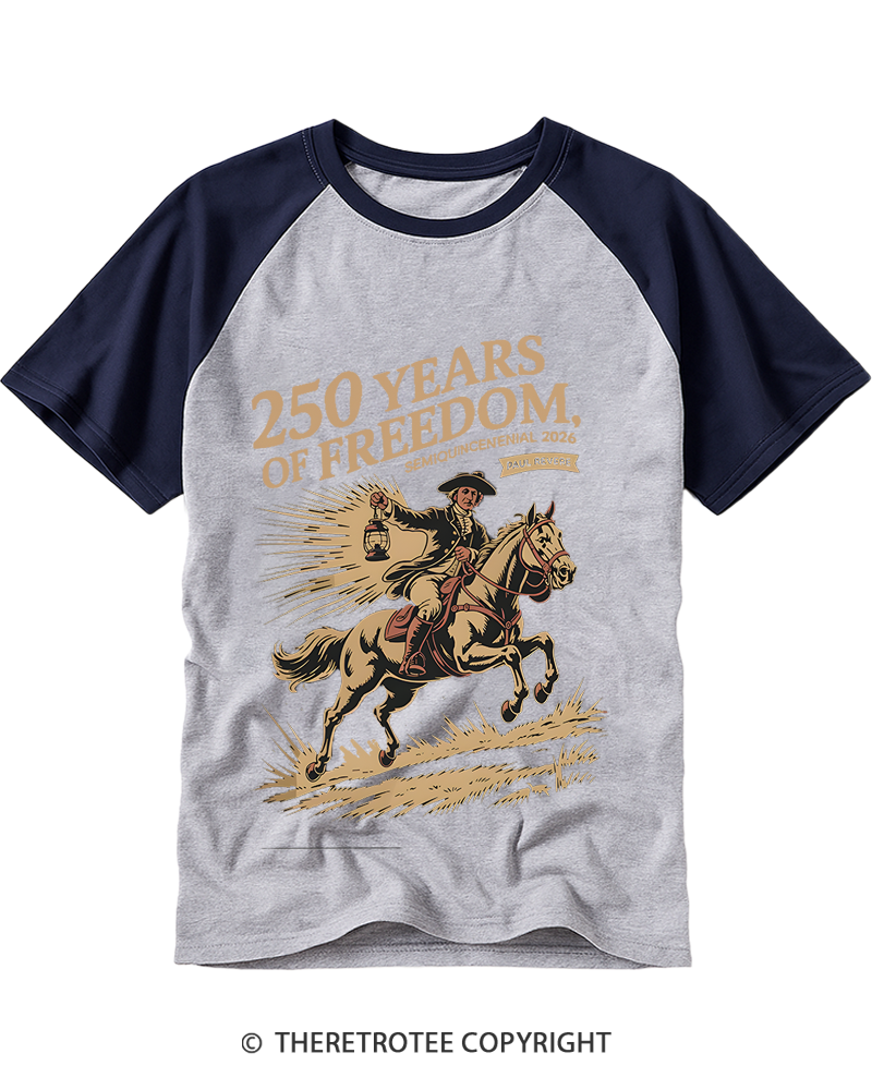 TheRetroTee Paul Revere Midnight Ride Design 1775 Raglan Baseball T-Shirt