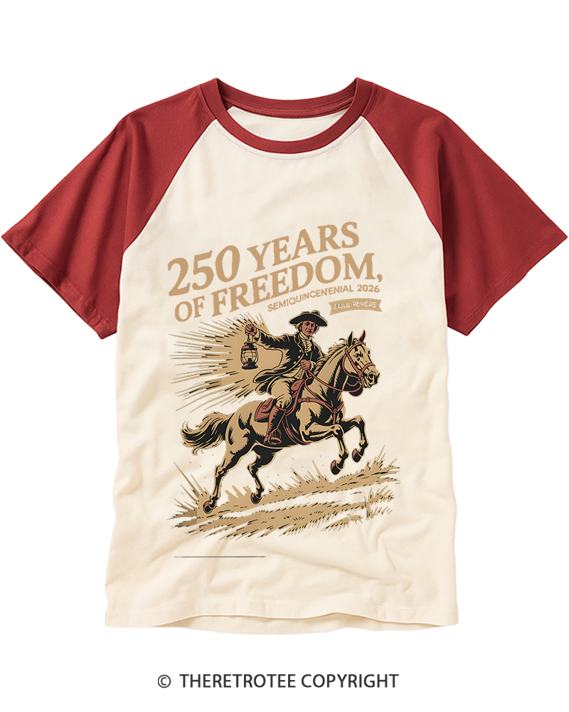 TheRetroTee Paul Revere Midnight Ride Design 1775 Raglan Baseball T-Shirt