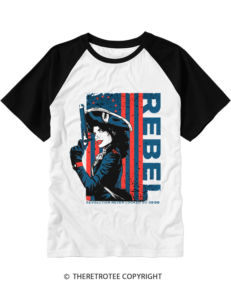 TheRetroTee Rebel 1950s Raglan Baseball T-Shirt
