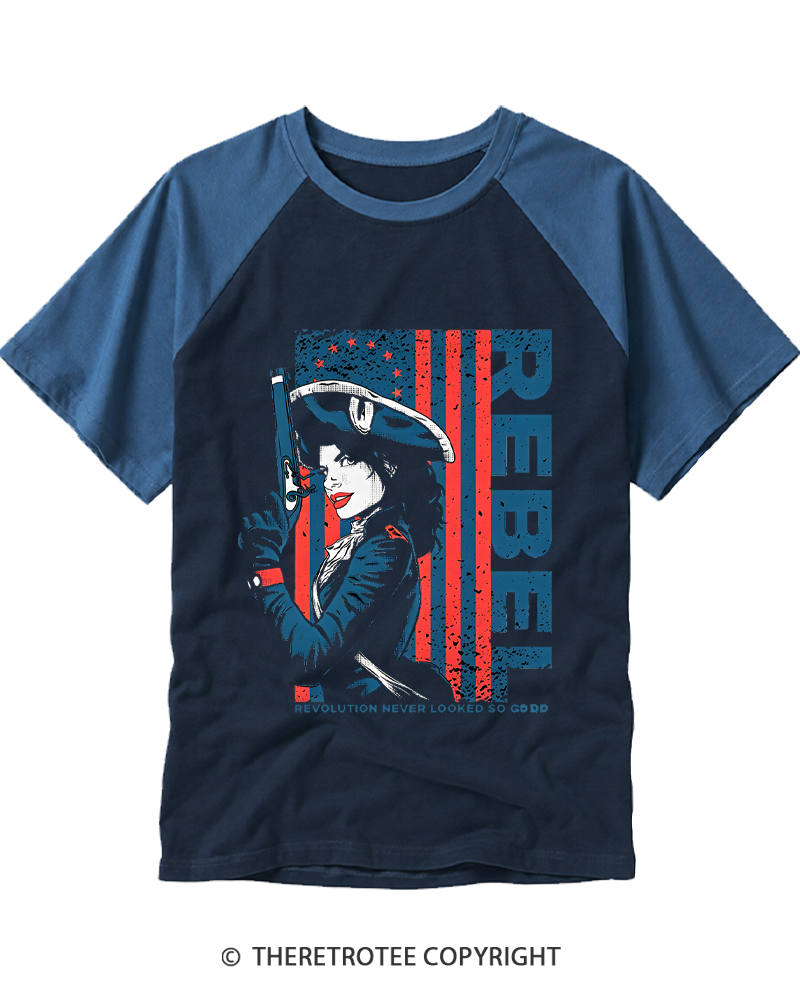 TheRetroTee Rebel 1950s Raglan Baseball T-Shirt