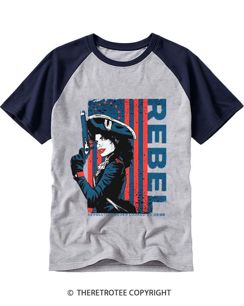 TheRetroTee Rebel 1950s Raglan Baseball T-Shirt