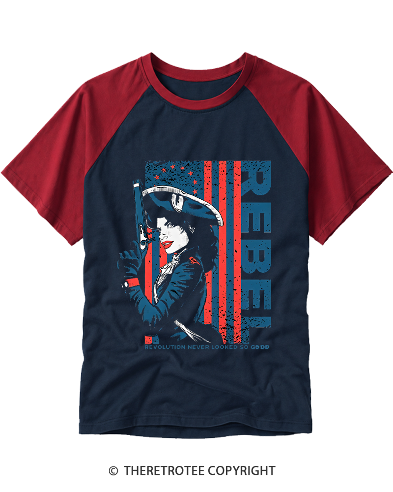 TheRetroTee Rebel 1950s Raglan Baseball T-Shirt