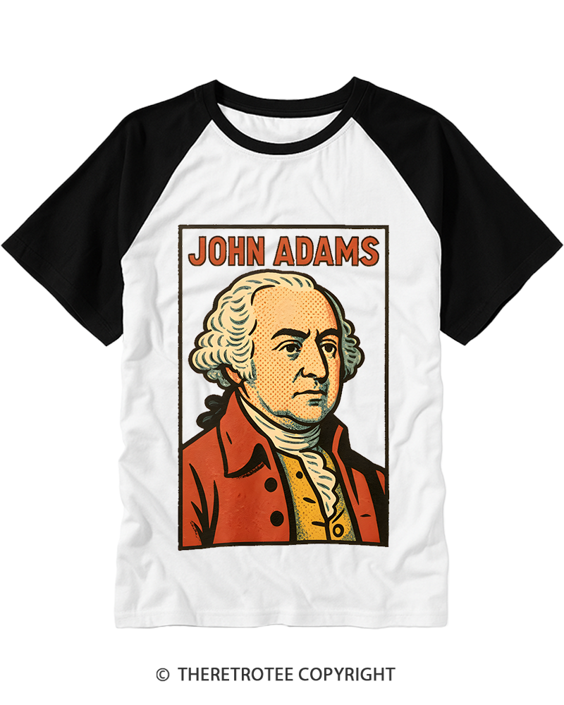 TheRetroTee Retro Comic Founding Father Raglan Baseball T-Shirt