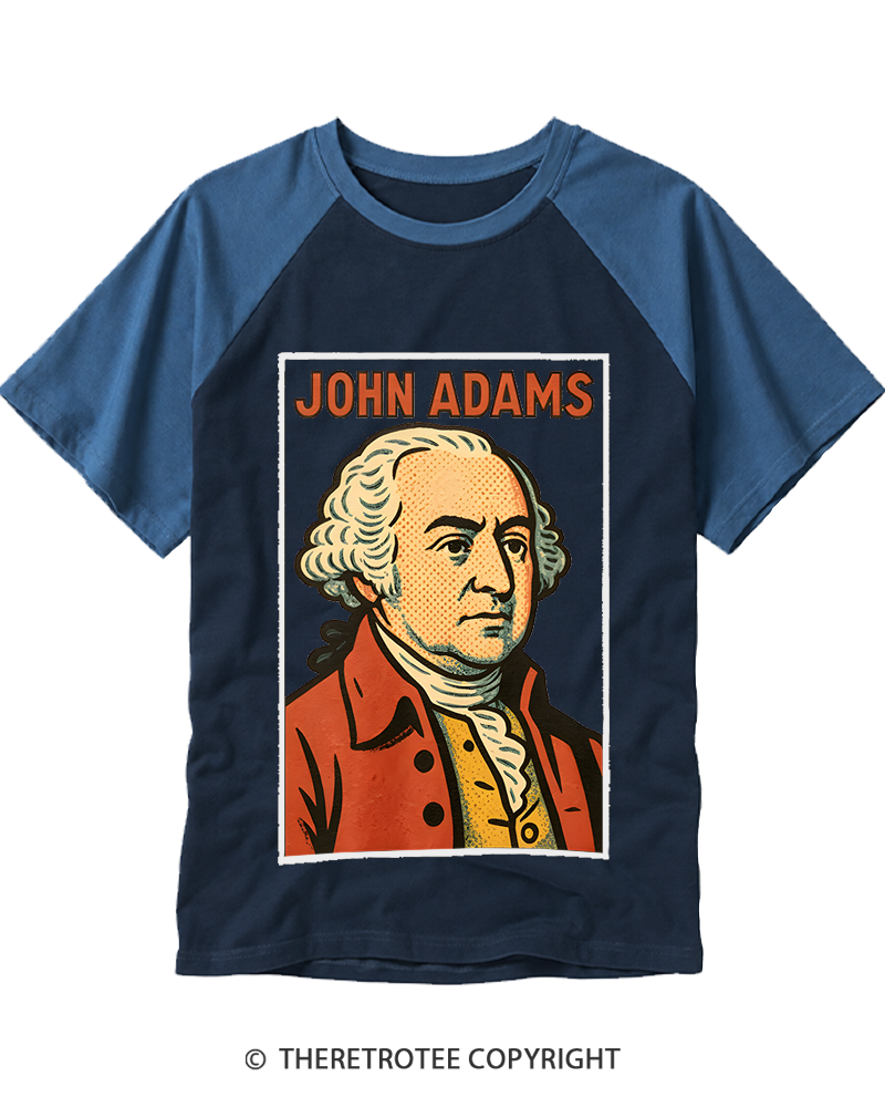 TheRetroTee Retro Comic Founding Father Raglan Baseball T-Shirt