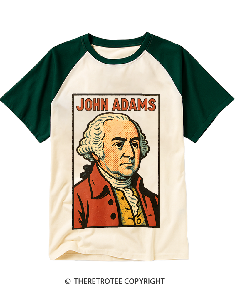 TheRetroTee Retro Comic Founding Father Raglan Baseball T-Shirt
