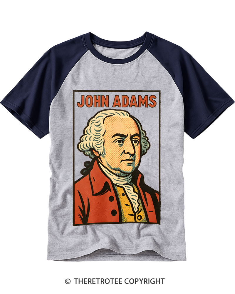 TheRetroTee Retro Comic Founding Father Raglan Baseball T-Shirt