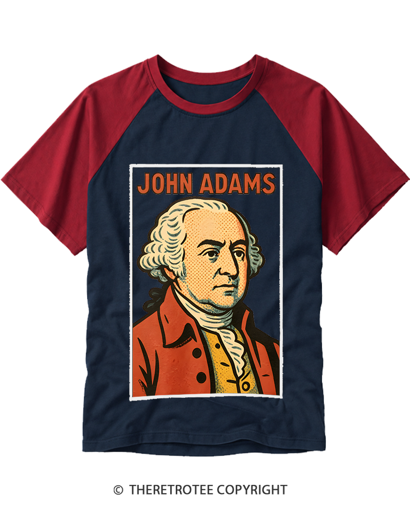 TheRetroTee Retro Comic Founding Father Raglan Baseball T-Shirt