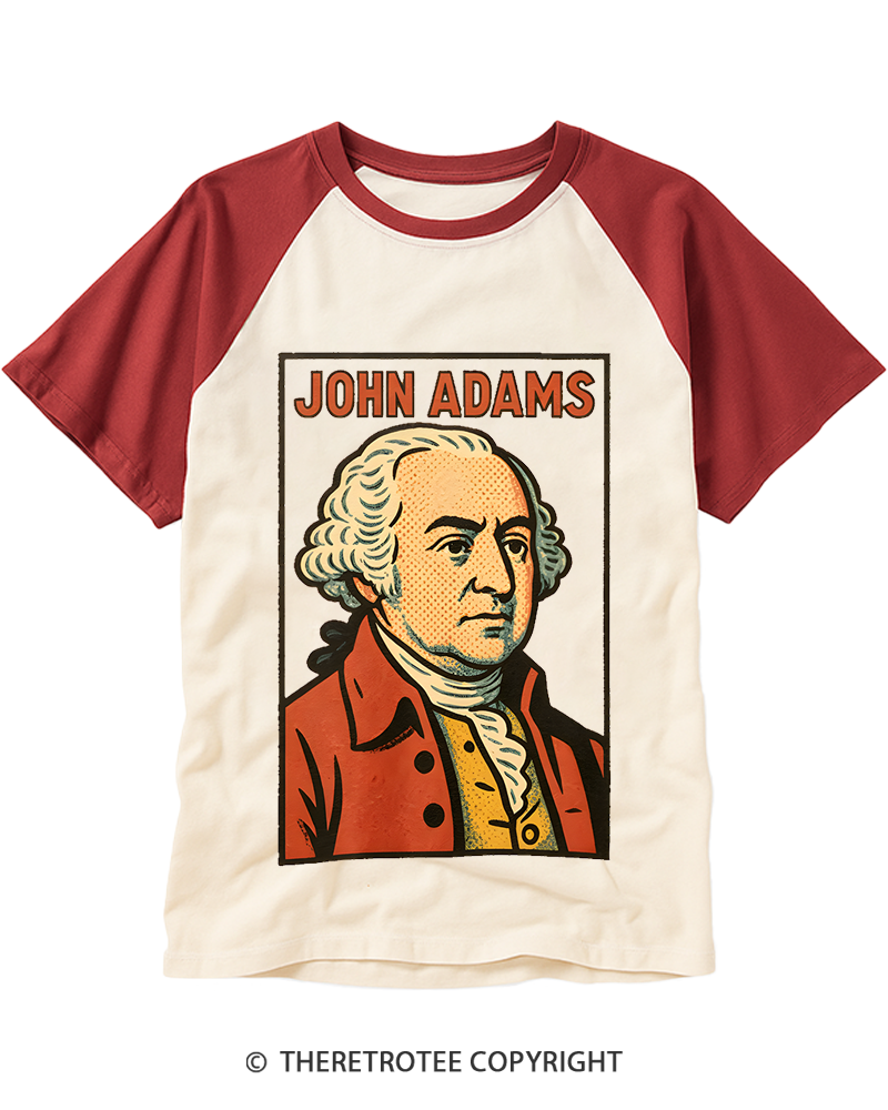 TheRetroTee Retro Comic Founding Father Raglan Baseball T-Shirt