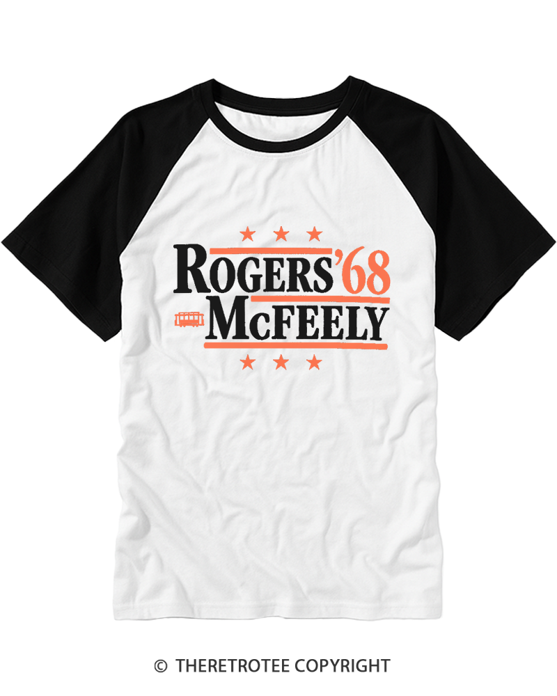 TheRetroTee Rogers McFeely '68 1960s Raglan Baseball T-Shirt