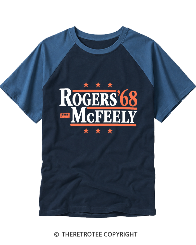 TheRetroTee Rogers McFeely '68 1960s Raglan Baseball T-Shirt