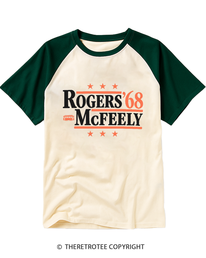 TheRetroTee Rogers McFeely '68 1960s Raglan Baseball T-Shirt