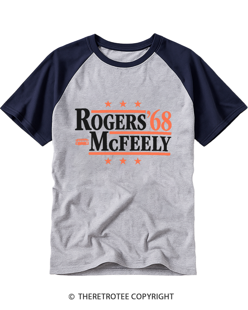 TheRetroTee Rogers McFeely '68 1960s Raglan Baseball T-Shirt