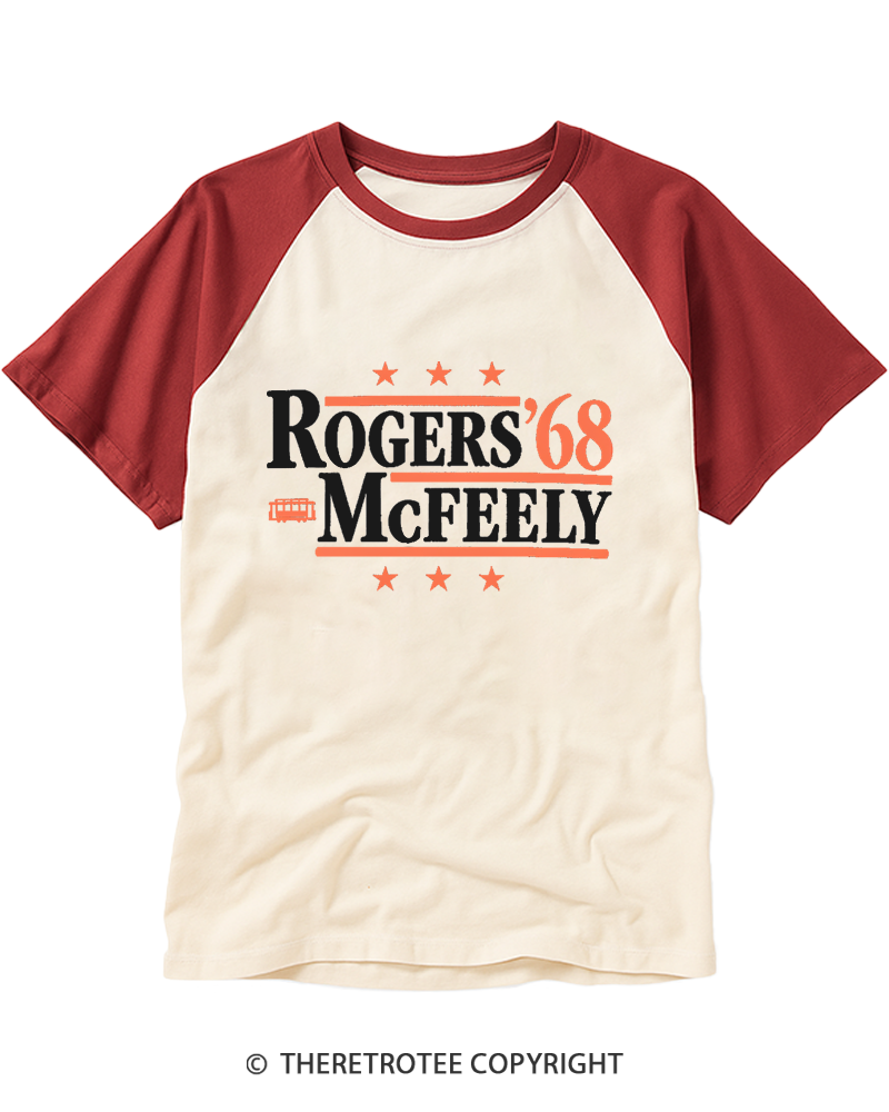 TheRetroTee Rogers McFeely '68 1960s Raglan Baseball T-Shirt