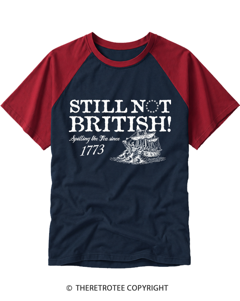 TheRetroTee Still Not British Raglan Baseball T-Shirt