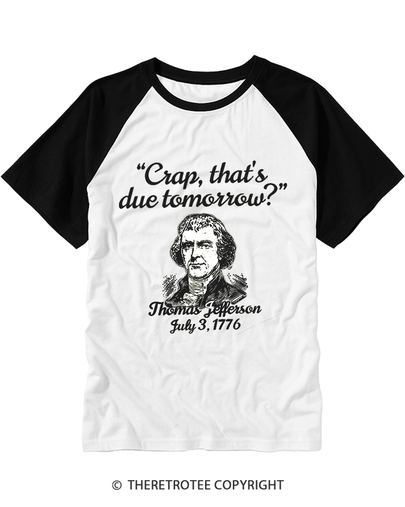 TheRetroTee Thomas Jefferson 1776 Raglan Baseball T-Shirt