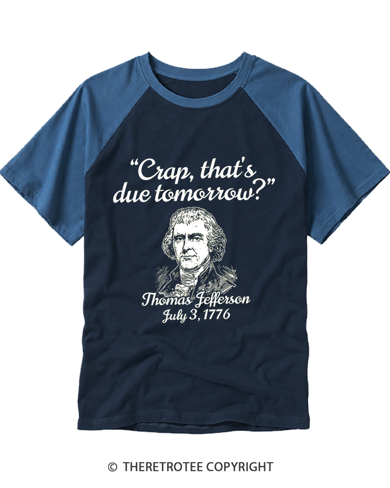 TheRetroTee Thomas Jefferson 1776 Raglan Baseball T-Shirt
