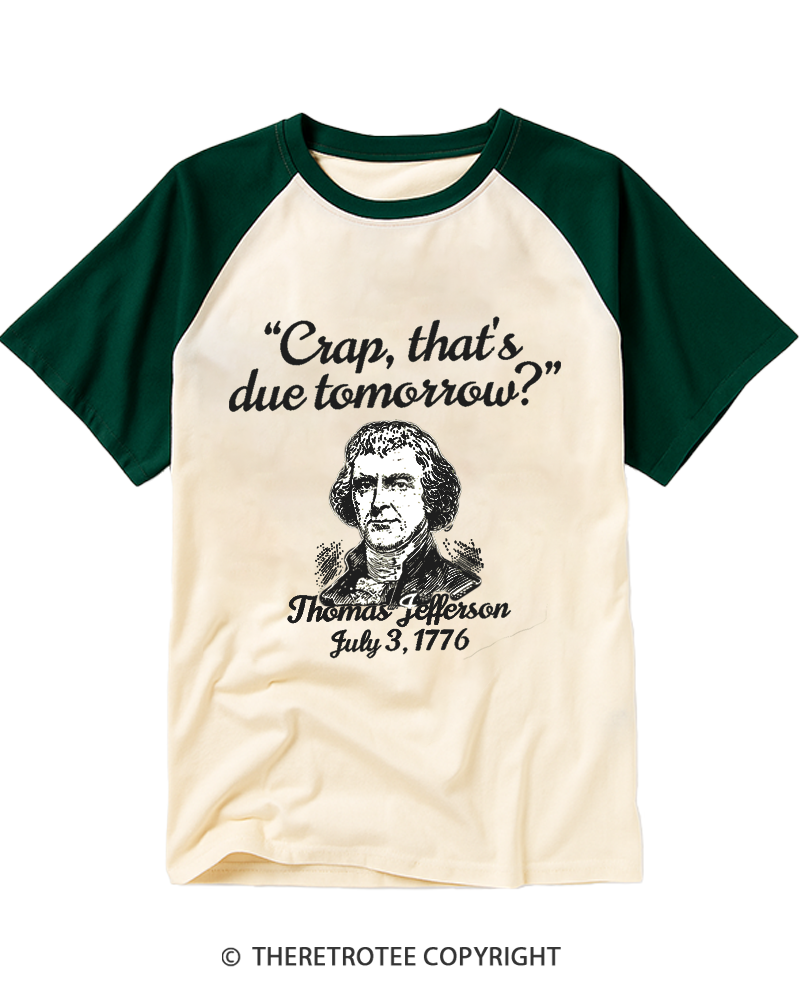 TheRetroTee Thomas Jefferson 1776 Raglan Baseball T-Shirt