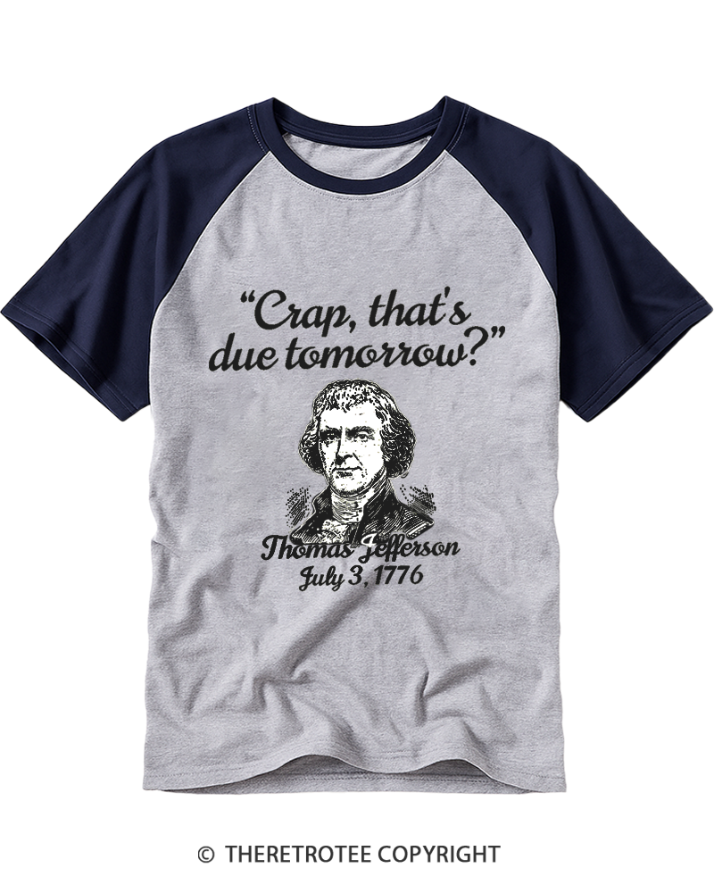 TheRetroTee Thomas Jefferson 1776 Raglan Baseball T-Shirt
