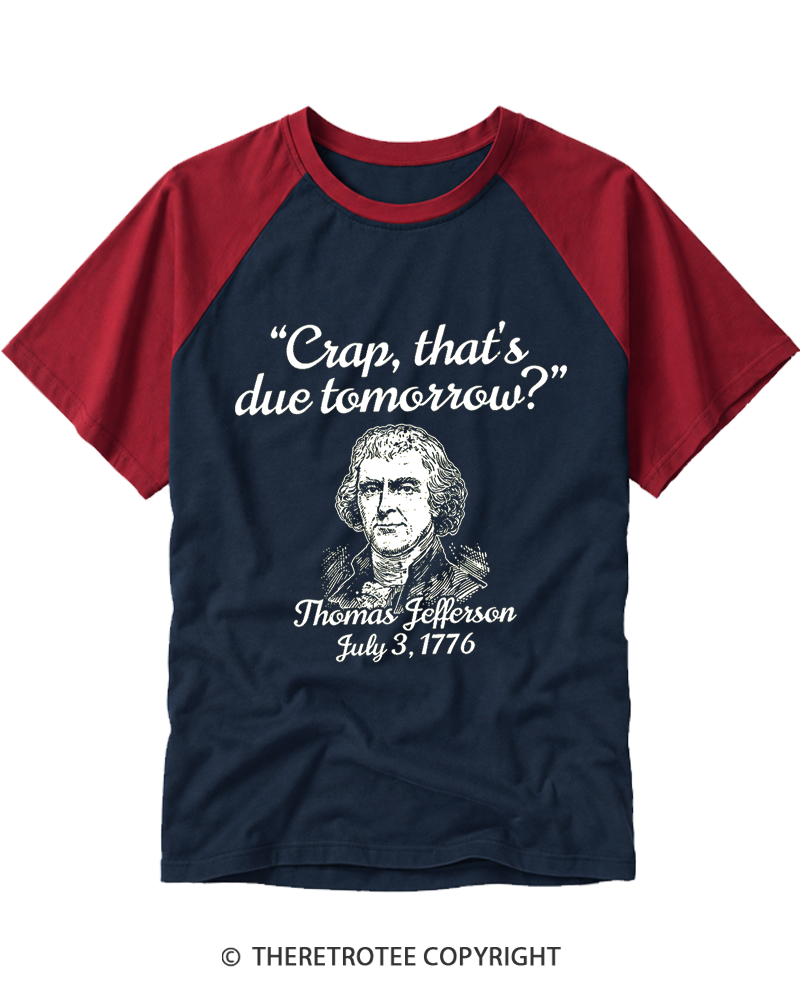 TheRetroTee Thomas Jefferson 1776 Raglan Baseball T-Shirt