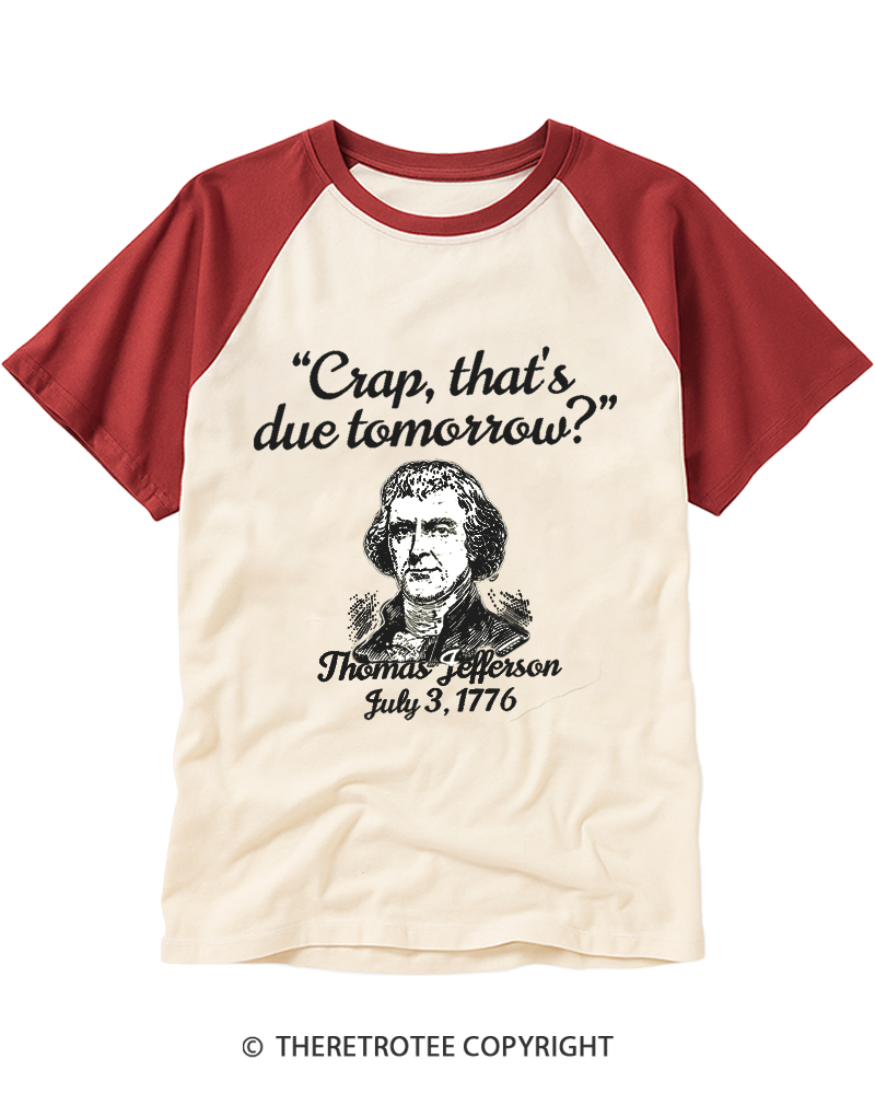 TheRetroTee Thomas Jefferson 1776 Raglan Baseball T-Shirt