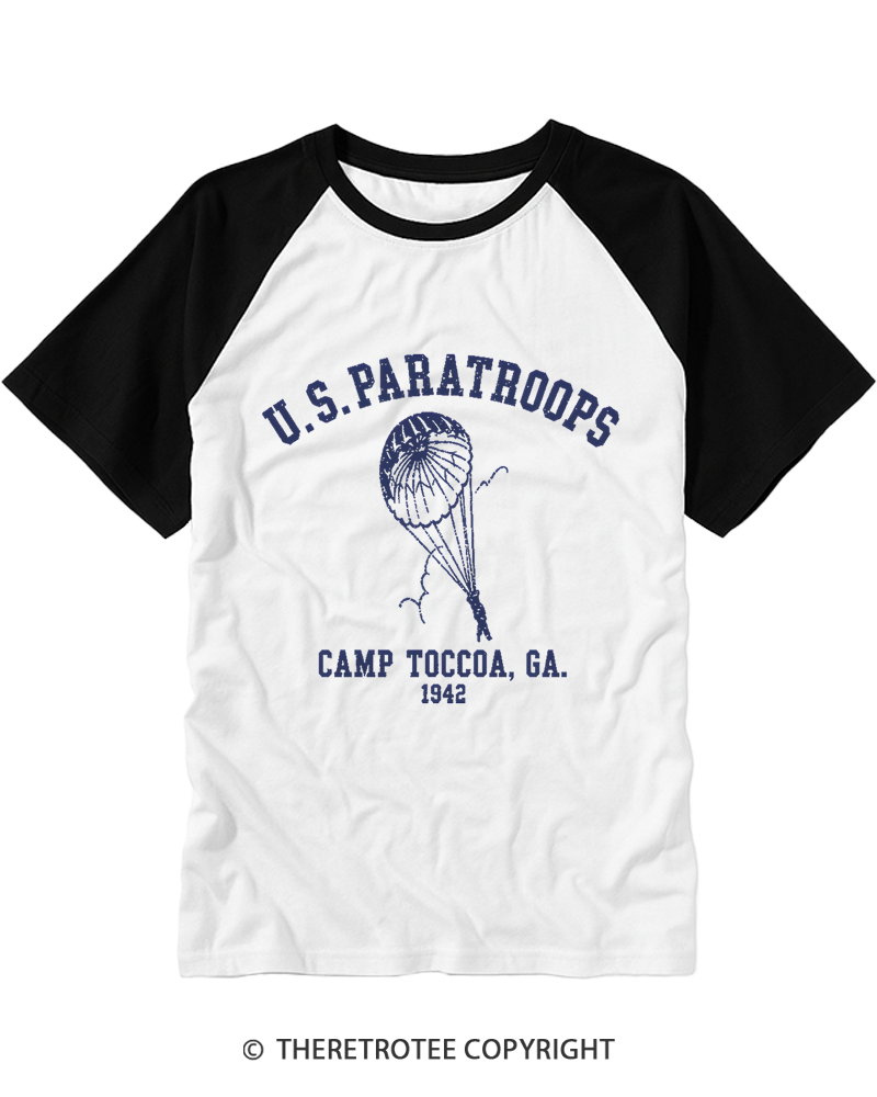 TheRetroTee U.S. Paratroops 1942 Raglan Baseball T-Shirt