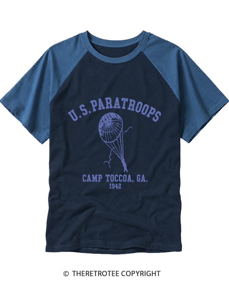 TheRetroTee U.S. Paratroops 1942 Raglan Baseball T-Shirt