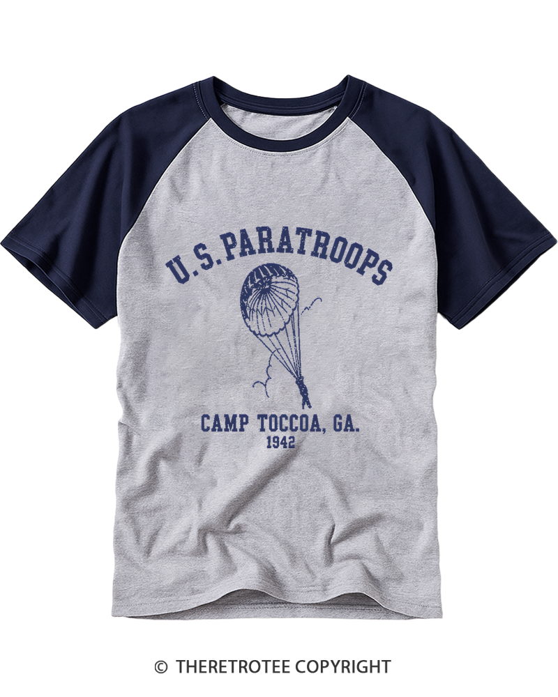 TheRetroTee U.S. Paratroops 1942 Raglan Baseball T-Shirt