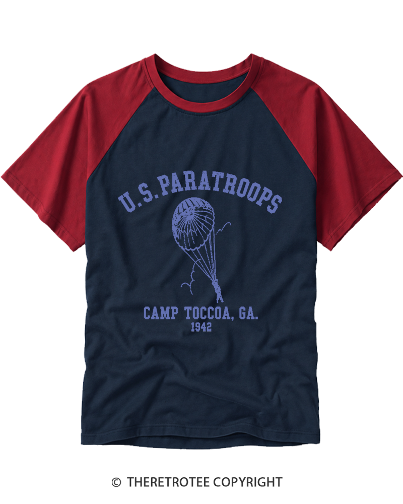 TheRetroTee U.S. Paratroops 1942 Raglan Baseball T-Shirt