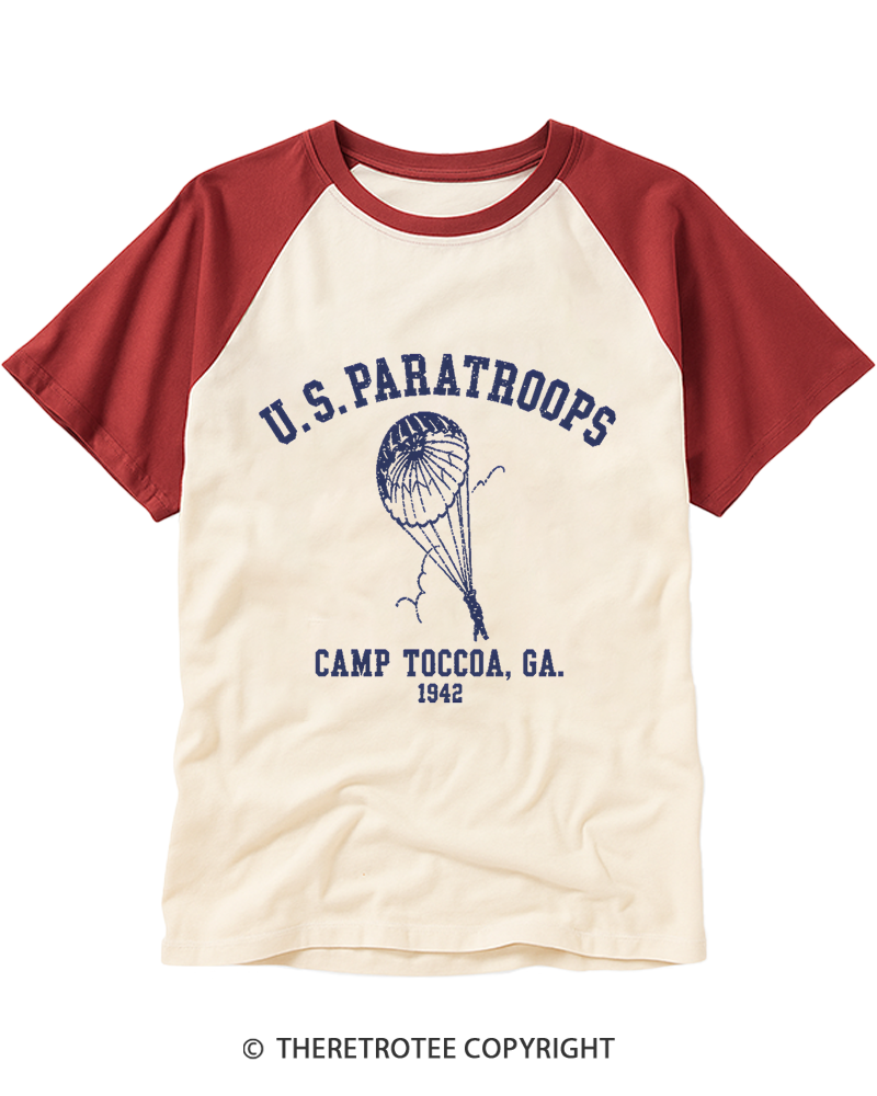 TheRetroTee U.S. Paratroops 1942 Raglan Baseball T-Shirt