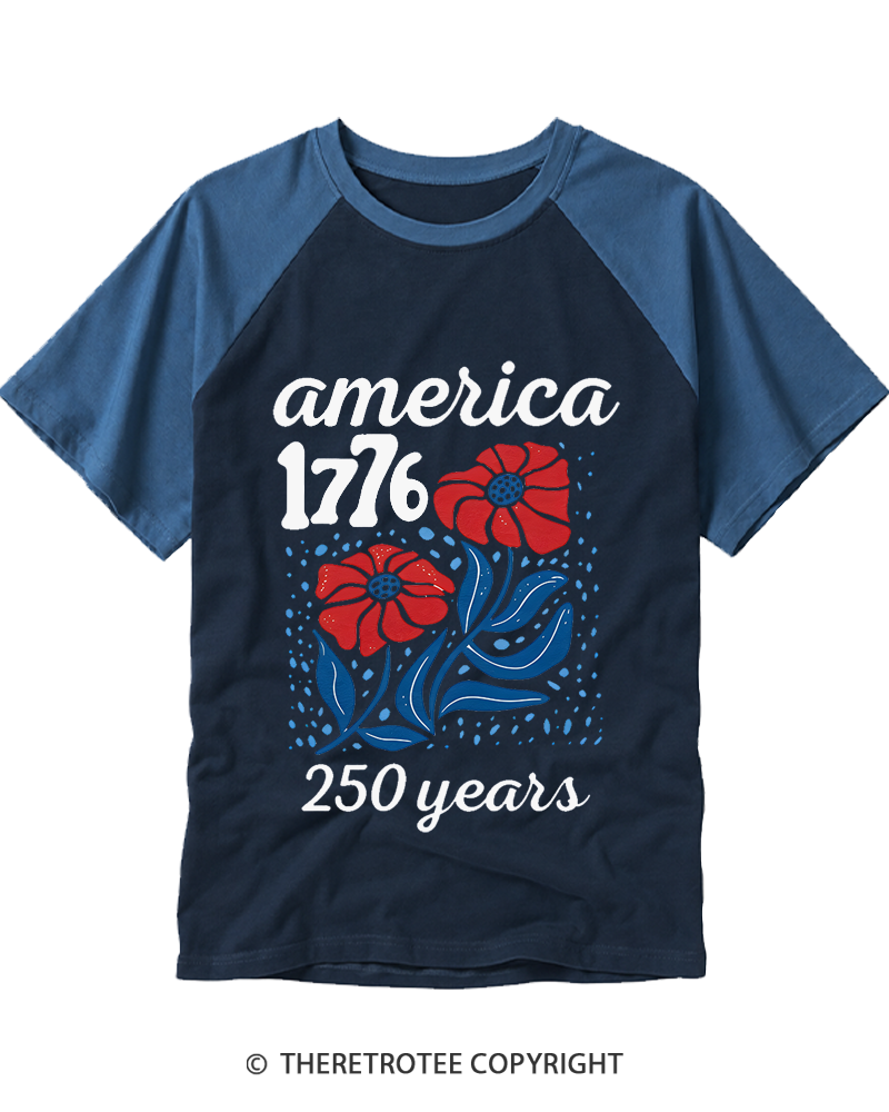 TheRetroTee USA 250th America Anniversary Raglan Baseball T-Shirt