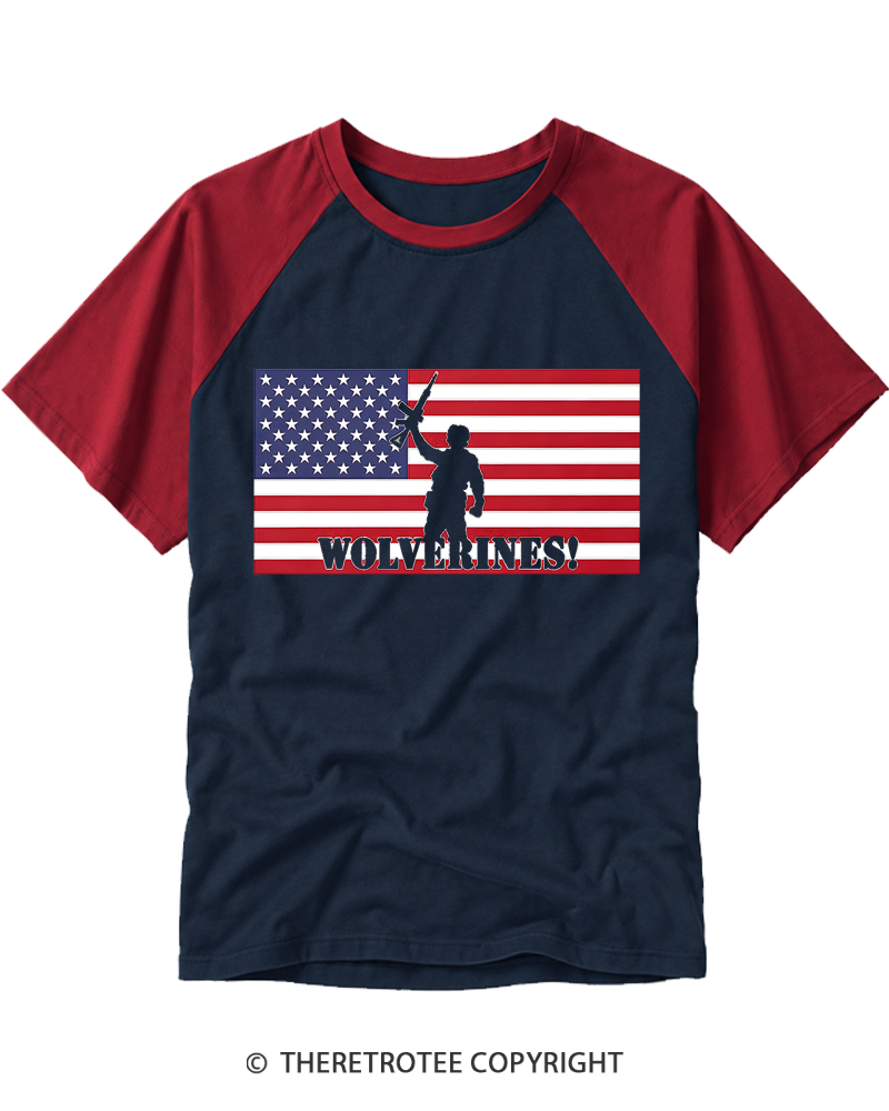 TheRetroTee Wolverines 1984 Raglan Baseball T-Shirt