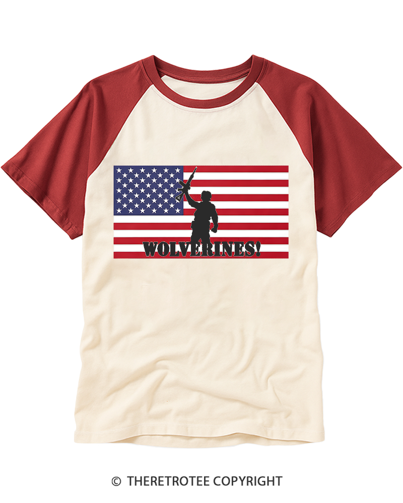 TheRetroTee Wolverines 1984 Raglan Baseball T-Shirt
