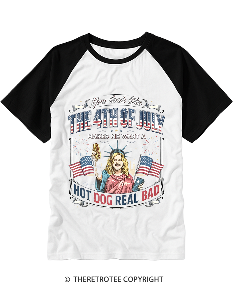 TheRetroTee You Look Like 4th Of July Raglan Baseball T-Shirt