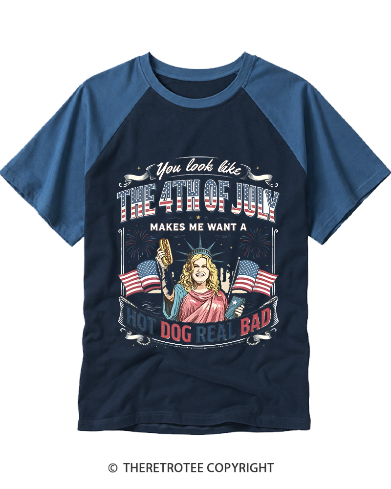 TheRetroTee You Look Like 4th Of July Raglan Baseball T-Shirt