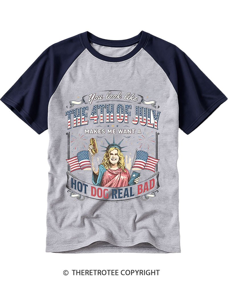 TheRetroTee You Look Like 4th Of July Raglan Baseball T-Shirt
