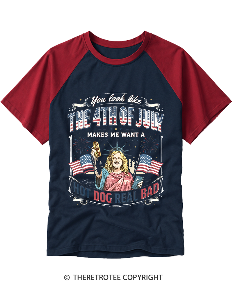TheRetroTee You Look Like 4th Of July Raglan Baseball T-Shirt