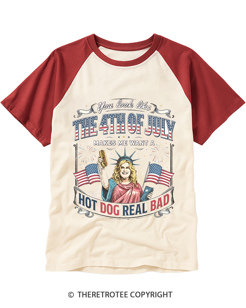 TheRetroTee You Look Like 4th Of July Raglan Baseball T-Shirt