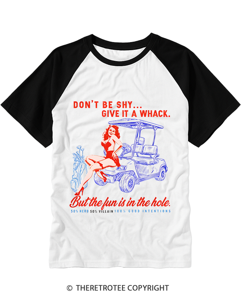TheRetroTee Funny Golf Pun 1950s Raglan Baseball T-Shirt