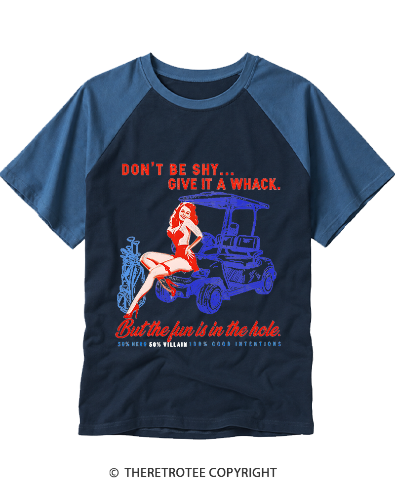 TheRetroTee Funny Golf Pun 1950s Raglan Baseball T-Shirt