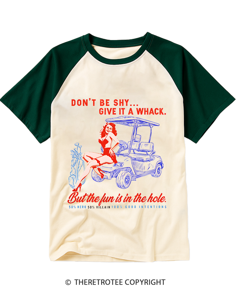 TheRetroTee Funny Golf Pun 1950s Raglan Baseball T-Shirt