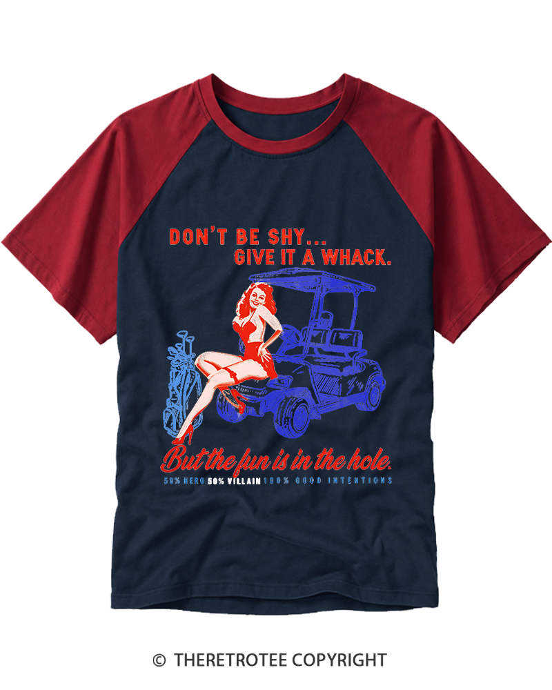 TheRetroTee Funny Golf Pun 1950s Raglan Baseball T-Shirt