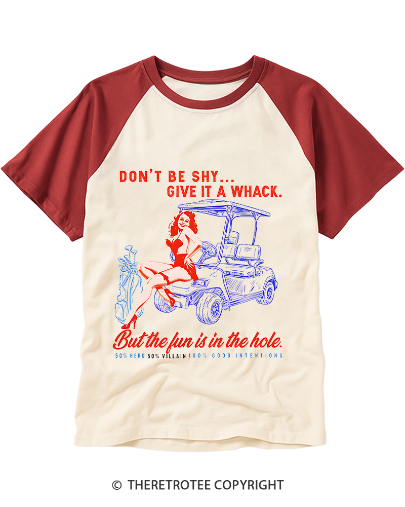 TheRetroTee Funny Golf Pun 1950s Raglan Baseball T-Shirt