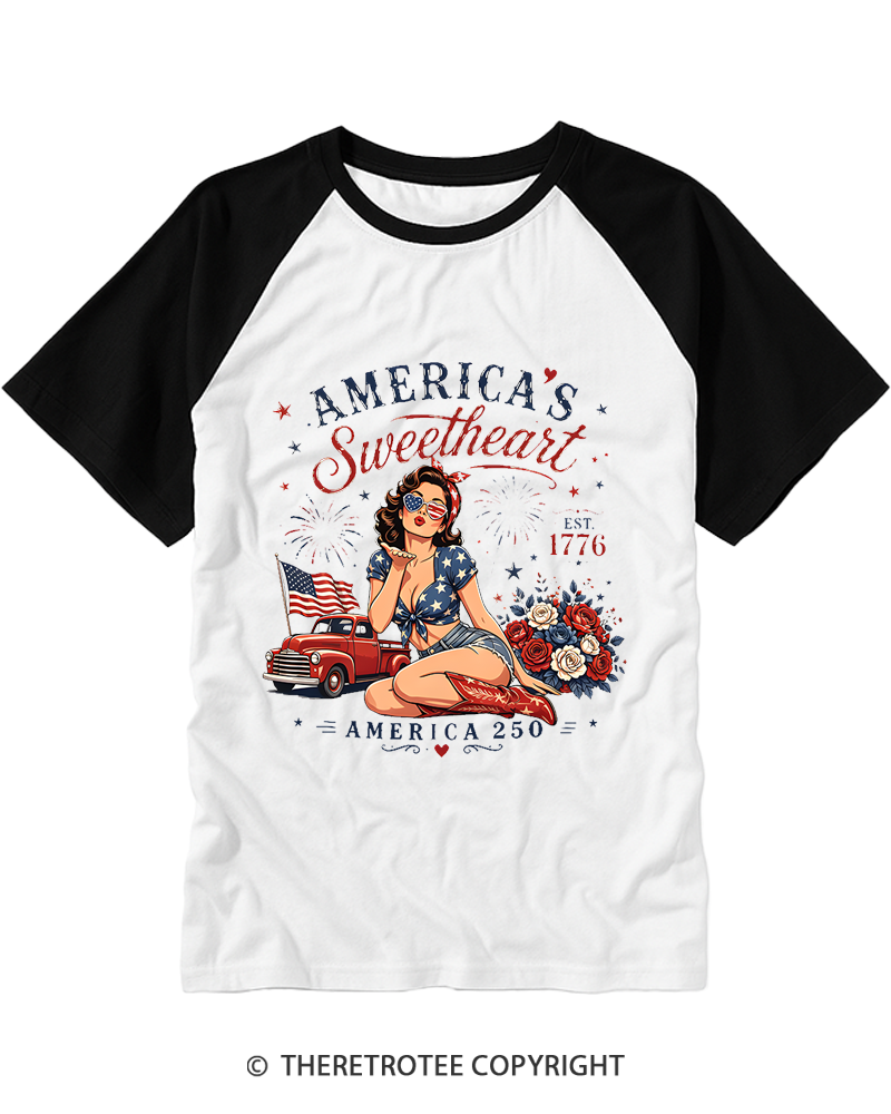 TheRetroTee Vintage patriotic 1776 Raglan Baseball T-Shirt