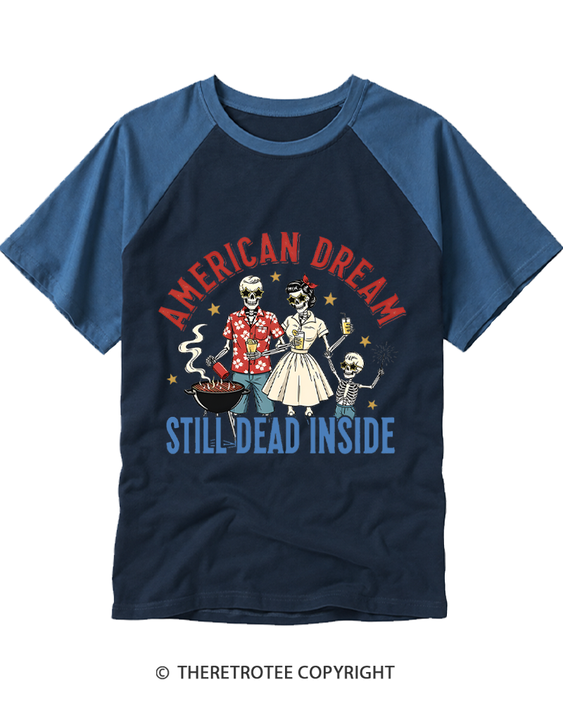 TheRetroTee American Dream Still Dead Inside 1950s Raglan Baseball T-Shirt