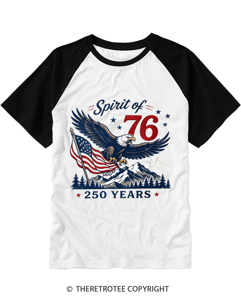 TheRetroTee Spirit Of 76 Eagle Raglan Baseball T-Shirt