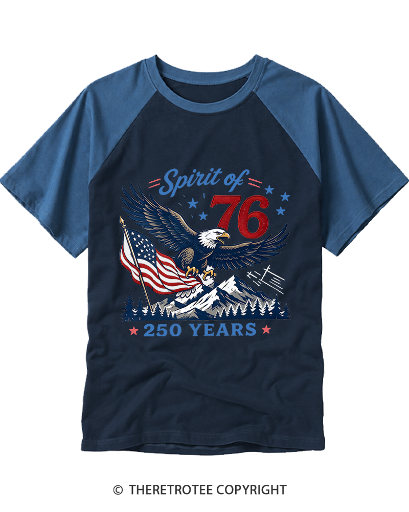 TheRetroTee Spirit Of 76 Eagle Raglan Baseball T-Shirt