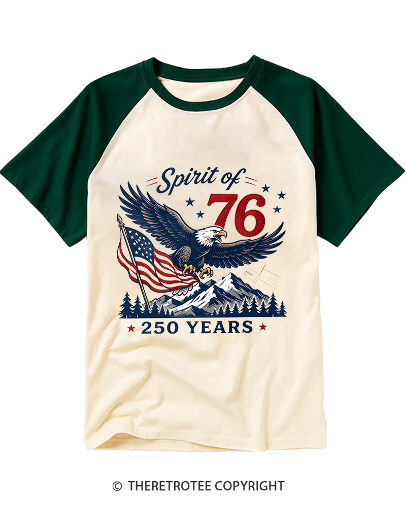 TheRetroTee Spirit Of 76 Eagle Raglan Baseball T-Shirt