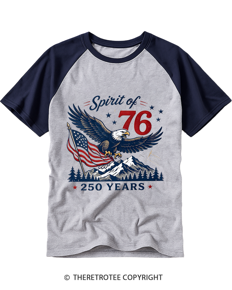 TheRetroTee Spirit Of 76 Eagle Raglan Baseball T-Shirt
